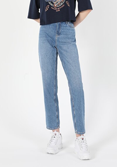 Afficher les détails de 893 Julia Pantalon Bleu Tapered Leg  En  Boyfriend Fit Femme