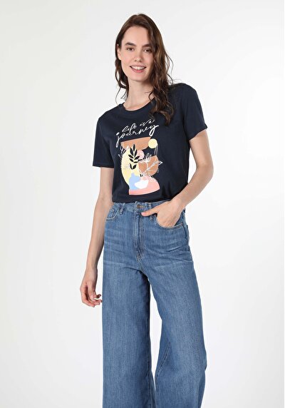 Image de T-shirt À Manches Courtes Marine Femme