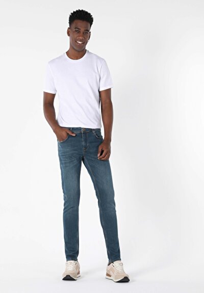 Image de 041 Danny Pantalon Bleu Slim Leg En Slim Fit Homme