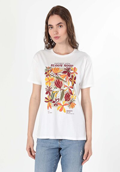Afficher les détails de T-shirt À Manches Courtes Blanc   Femme