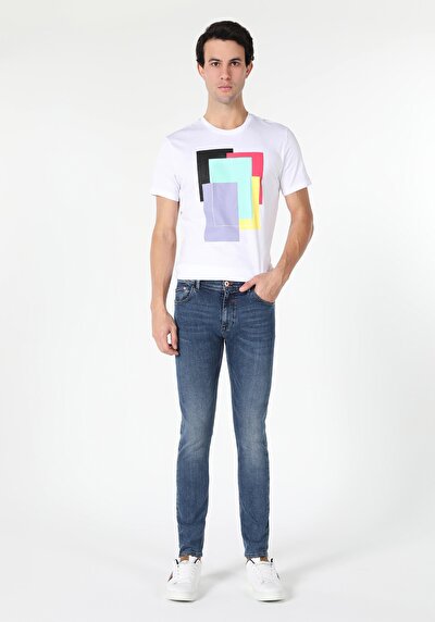 Afficher les détails de 040 Alex Pantalon Bleu Skinny  Leg  En  Skinny Fit Homme