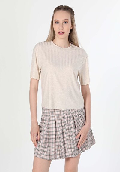 Image de T-shirt À Manches Courtes Beige   Femme