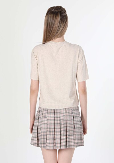 Image de T-shirt À Manches Courtes Beige Femme