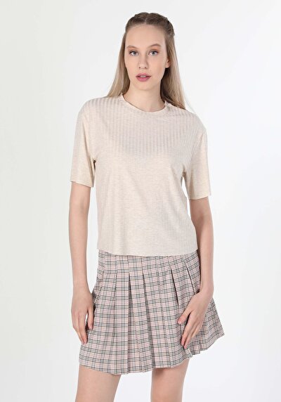 Image de T-shirt À Manches Courtes Beige   Femme
