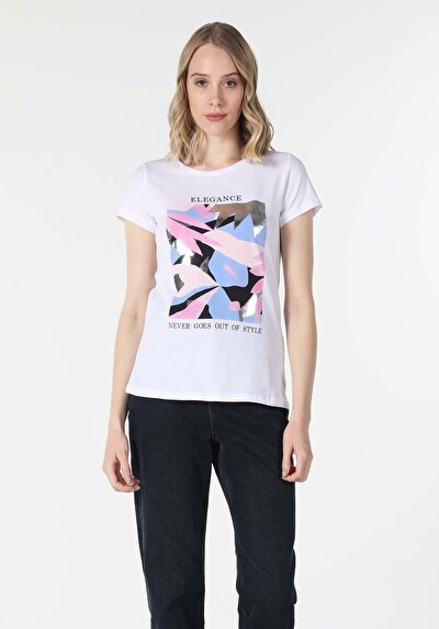 Image de T-shirt À Manches Courtes Blanc Regular Fit  Femme