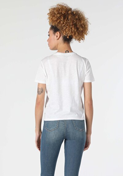 Image de T-shirt À Manches Courtes Blanc Regular Fit Femme