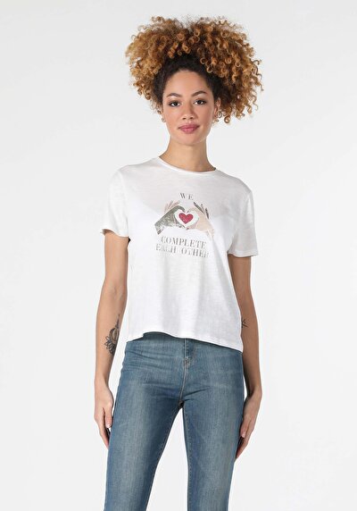 Image de T-shirt À Manches Courtes Blanc Regular Fit  Femme