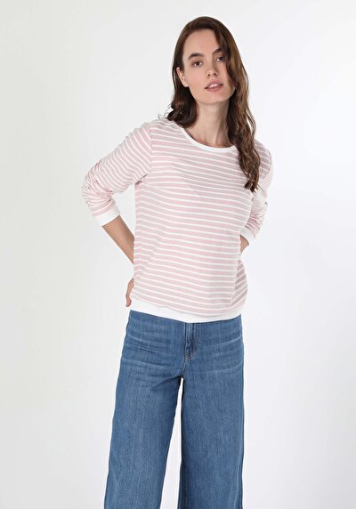 Image de T-shirt À Manches Longues Rose Regular Fit Femme