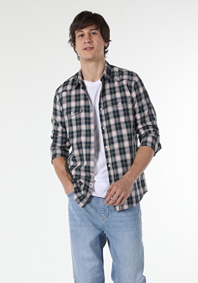 Image de Chemise À Manches Longues Marine Slim Fit   Homme