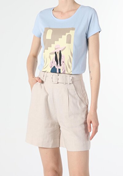 Image de T-shirt À Manches Courtes Bleu Regular Fit  Femme