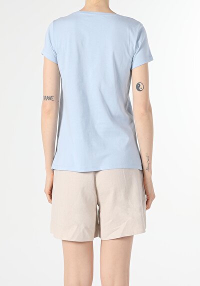 Image de T-shirt À Manches Courtes Bleu Regular Fit Femme