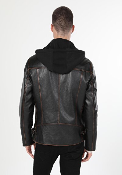 Afficher les détails de Veste Pu Marron   Slim Fit Homme