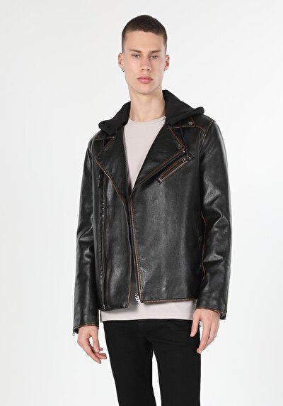 Afficher les détails de Veste Pu Marron   Slim Fit Homme