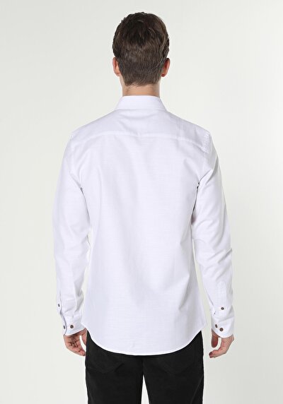 Image de Chemise À Manches Longues Blanc Slim Fit Homme