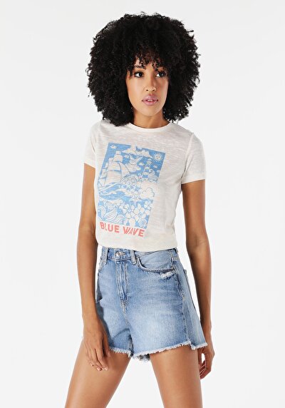 Image de T-shirt À Manches Courtes Blanc Regular Fit Femme