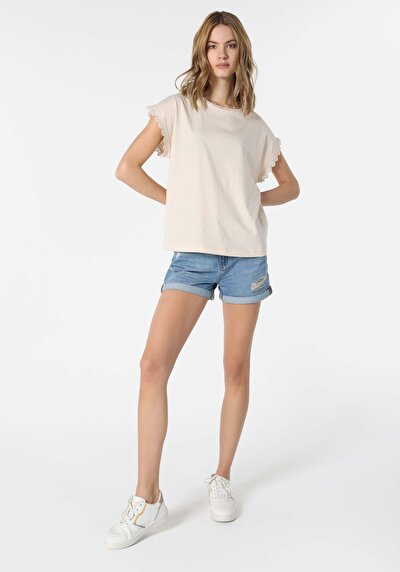 Image de T-shirt À Manches Courtes Ecru Regular Fit  Femme