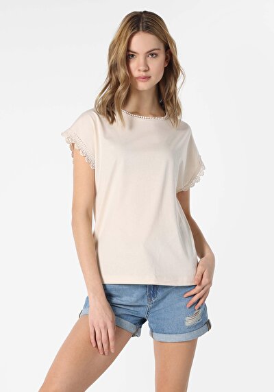 Image de T-shirt À Manches Courtes Ecru Regular Fit  Femme