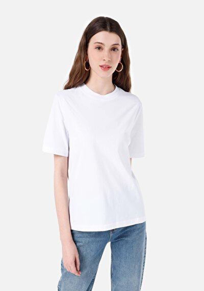Afficher les détails de T-shirt À Manches Courtes Blanc Regular Fit  Femme