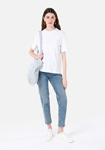 Afficher les détails de T-shirt À Manches Courtes Blanc Regular Fit  Femme