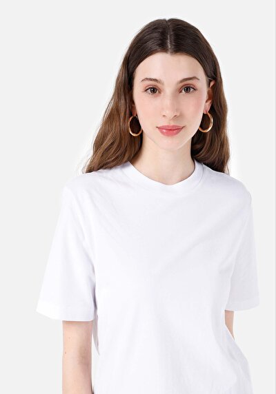 Afficher les détails de T-shirt À Manches Courtes Blanc Regular Fit  Femme