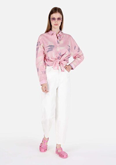 Image de 850 Jenny Pantalon Blanc Tapered Leg High Rise En Jean Balloon Fit Femme
