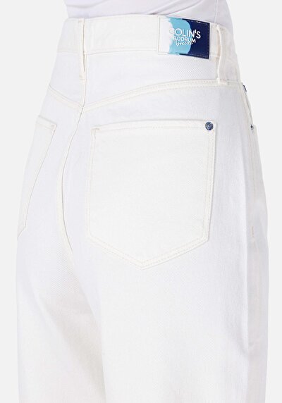 Afficher les détails de 850 Jenny Pantalon Blanc Tapered Leg High Rise En Jean Balloon Fit Femme