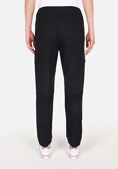 Afficher les détails de Pantalon Anthracite Lastikli Medium Rise En Sergé Slim Jogger Homme