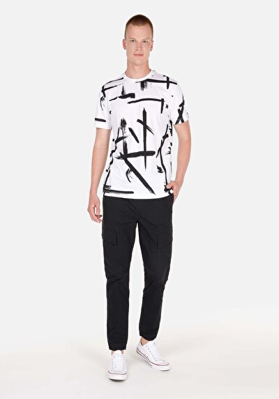 Afficher les détails de Pantalon Anthracite Lastikli Medium Rise En Sergé Slim Jogger Homme