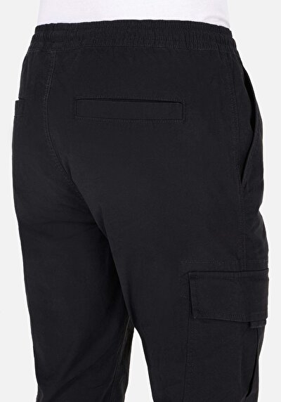 Afficher les détails de Pantalon Anthracite Lastikli Medium Rise En Sergé Slim Jogger Homme