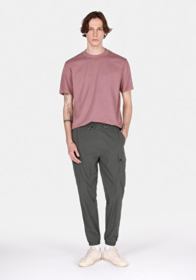 Afficher les détails de Pantalon Kaki Lastikli Medium Rise En Nylon Slim Fit Homme