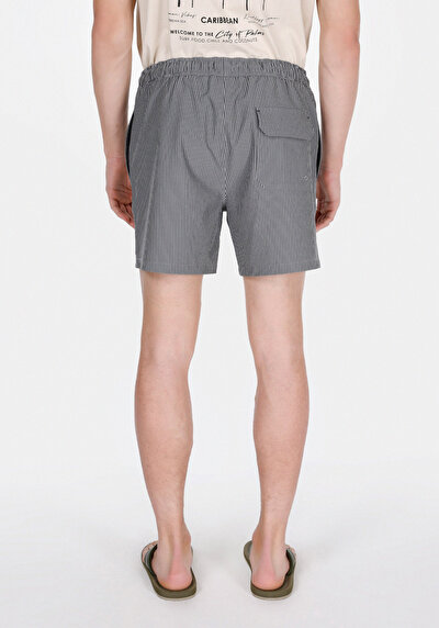 Image de Short De Bain Noir Slim Fit Doublé Homme