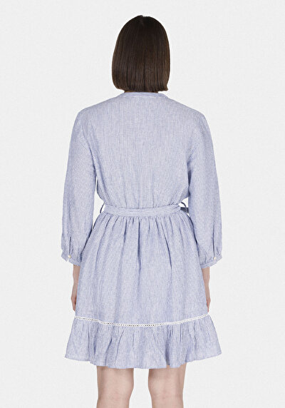 Image de Robe Bleu Regular Fit Manches Trois-quarts Mini Uni Femme
