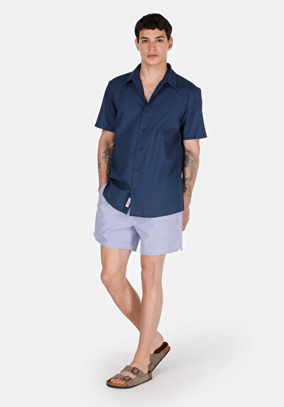 Image de Short De Bain Marine Slim Fit Doublé Homme