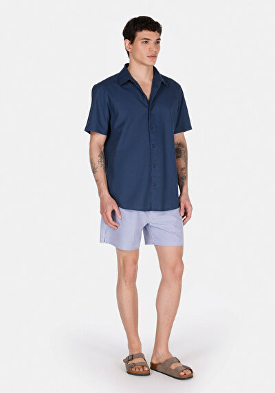 Image de Short De Bain Marine Slim Fit Doublé Homme