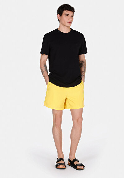 Image de Short De Bain Jaune Slim Fit Doublé Homme