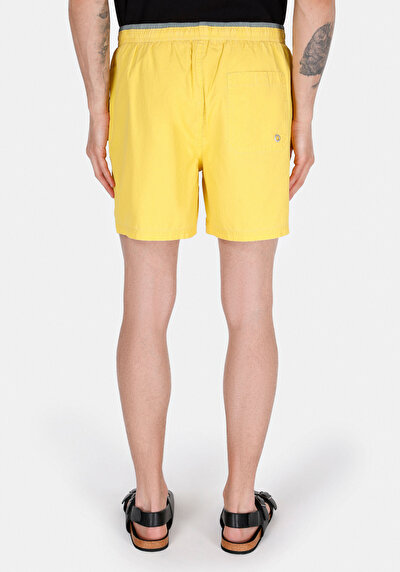 Image de Short De Bain Jaune Slim Fit Doublé Homme
