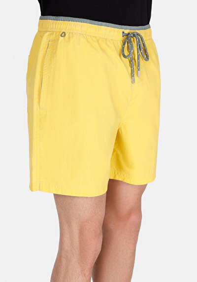Image de Short De Bain Jaune Slim Fit Doublé Homme