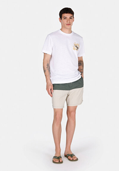 Image de Short De Bain Kaki Slim Fit Doublé Homme