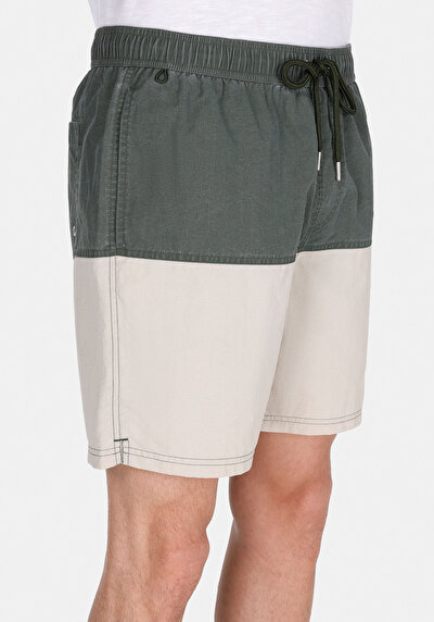 Image de Short De Bain Kaki Slim Fit Doublé Homme