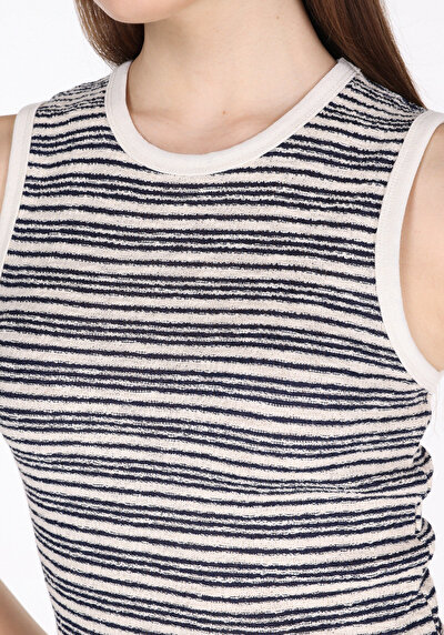 Image de Robe Marine Slim Fit Sans Manches Maxi Côtelé Femme