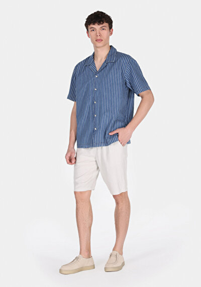 Image de Chemise À Manches Courtes Rayé Oversize Fit Homme