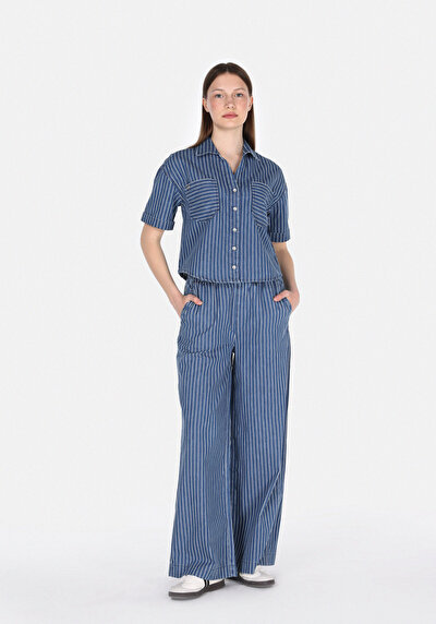 Image de Chemise À Manches Courtes Rayé Oversize Fit Femme