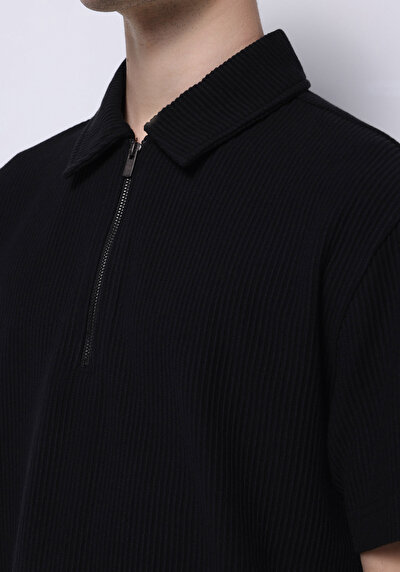 Image de T-shirt Polo À Manches Courtes Noir Droit Comfort Fit Homme