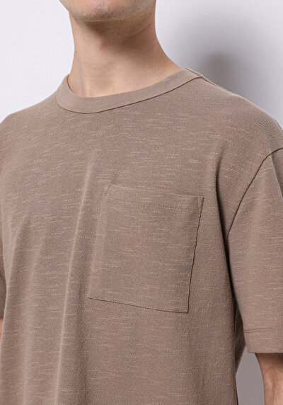 Image de T-shirt À Manches Courtes Marron Comfort Fit Droit Homme