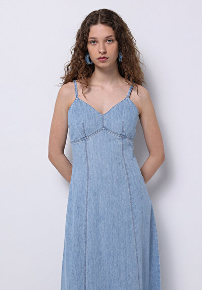 Image de Robe Slim Fit Sans Manches Maxi Jean Femme