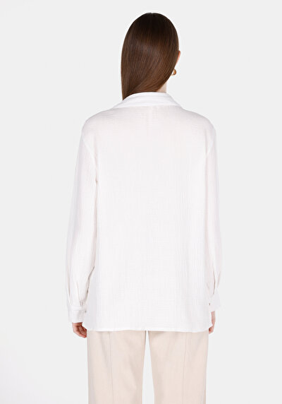 Image de Chemise À Manches Longues Blanc Regular Fit Droit Mousseline Femme