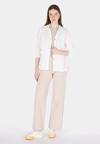 Image de Chemise À Manches Longues Blanc Regular Fit Droit Mousseline Femme