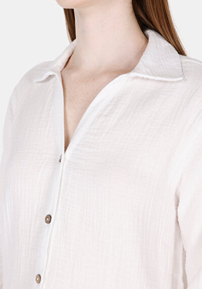 Image de Chemise À Manches Longues Blanc Regular Fit Droit Mousseline Femme
