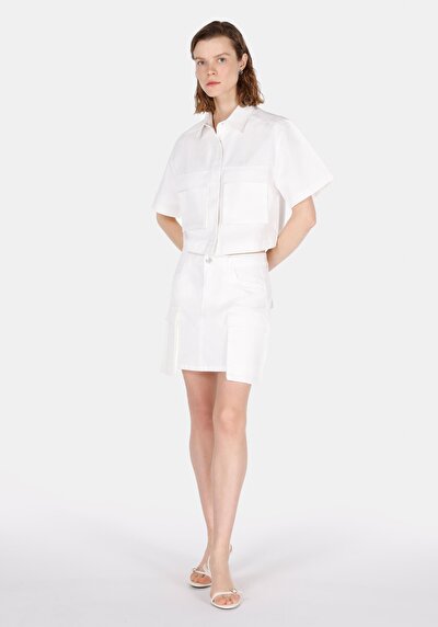 Image de Jupe Blanc Mini Droit Gabardine Mini Femme