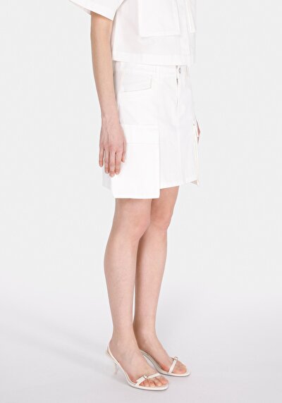 Image de Jupe Blanc Mini Droit Gabardine Mini Femme